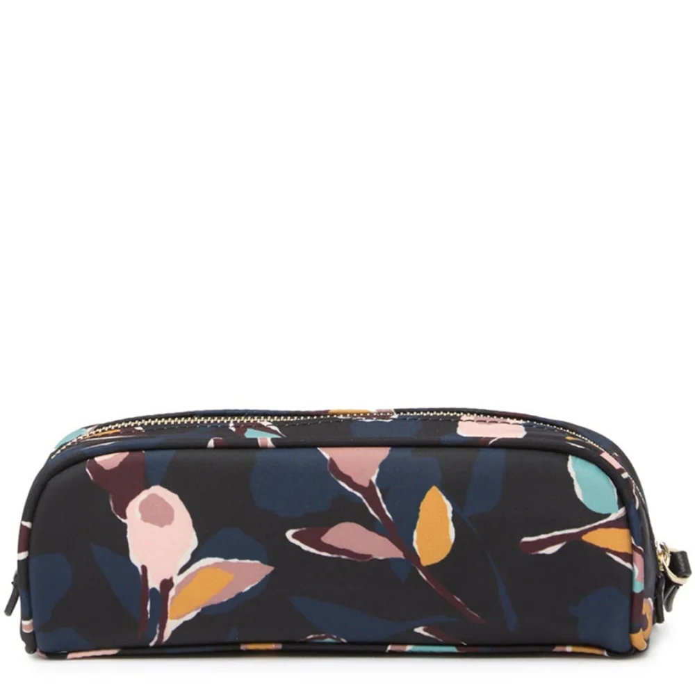 KATE SPADE Dawn Paper Rose Pencil Case- Black Multicolor NWT